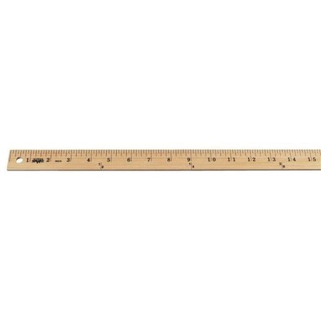 SCHOOL SMART School Smart 081892 Single Beveled Metal Edge Wood Office And Desk Ruler;18 In. Clear Lacquer 81892